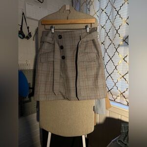 Marissa Webb Plaid Wrap Skirt